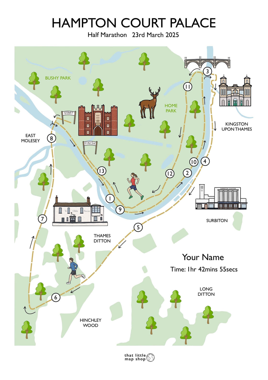 Hampton Court Palace Half Marathon Race Map