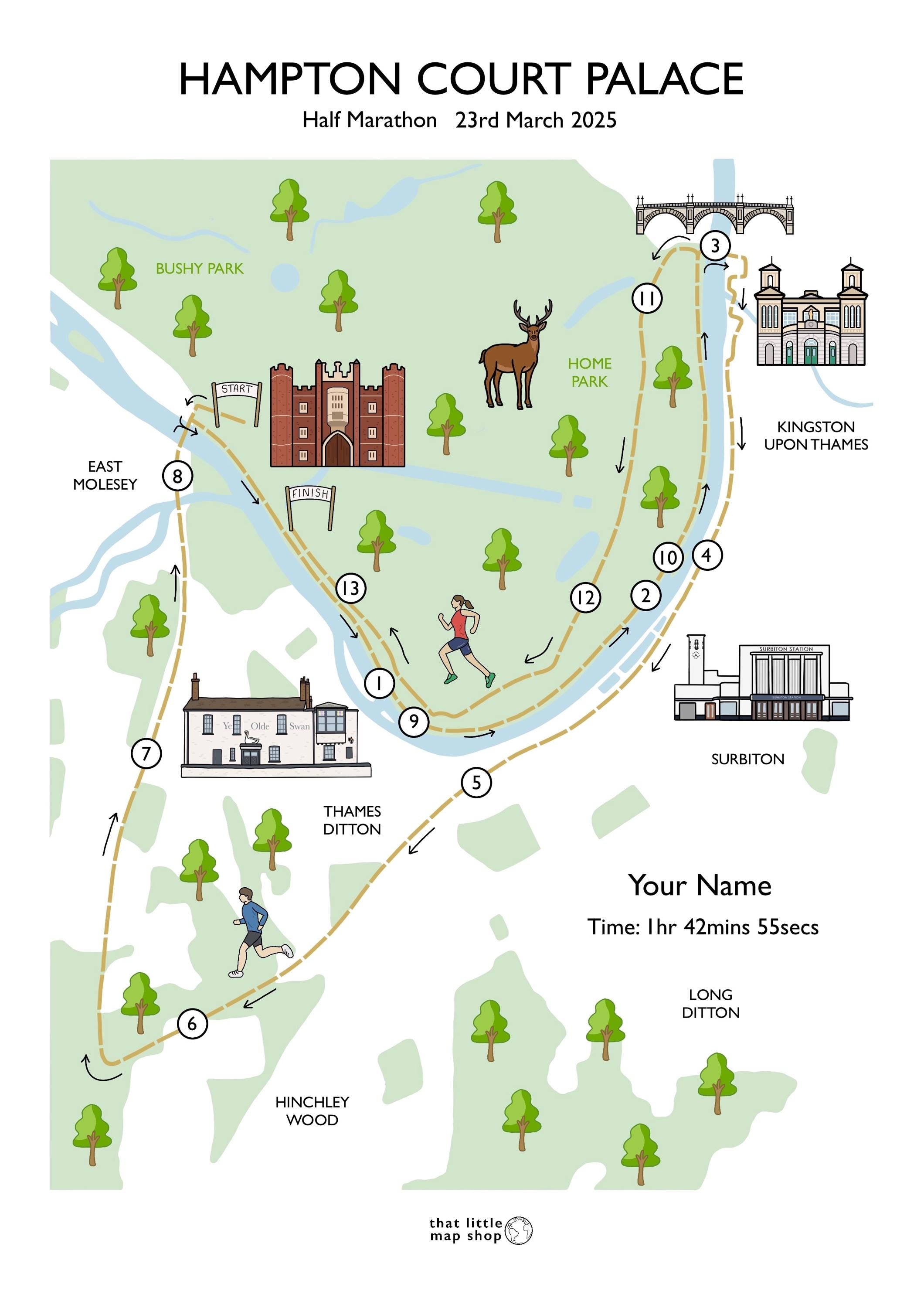 Hampton Court Palace Half Marathon Race Map