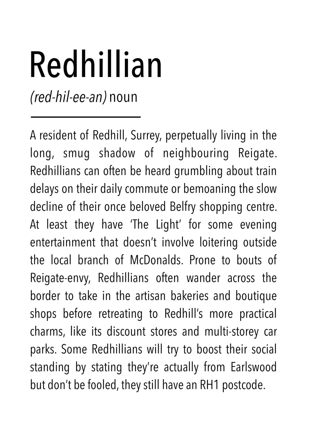 Redhillian Definition Print