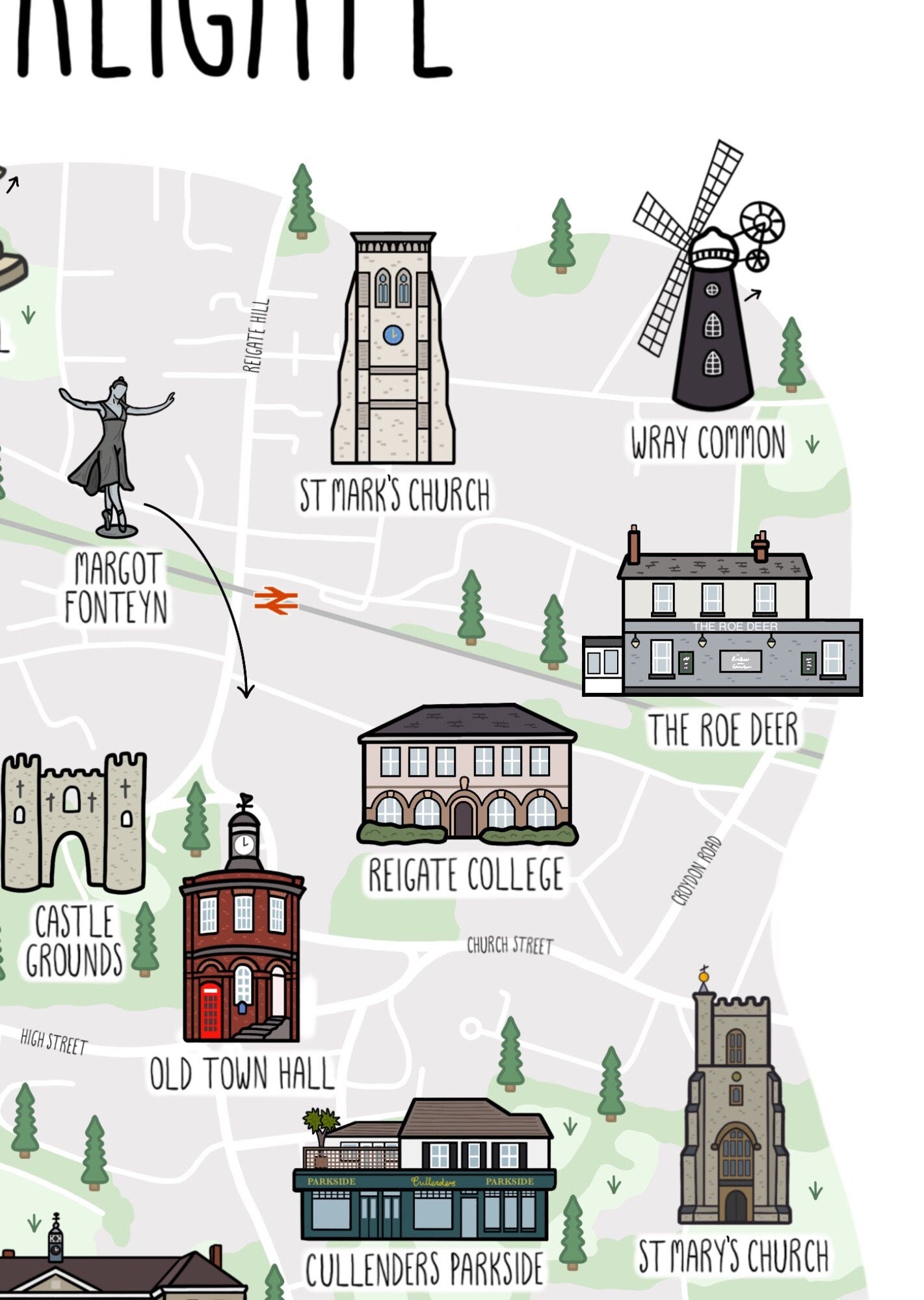 Reigate Map (Portrait)