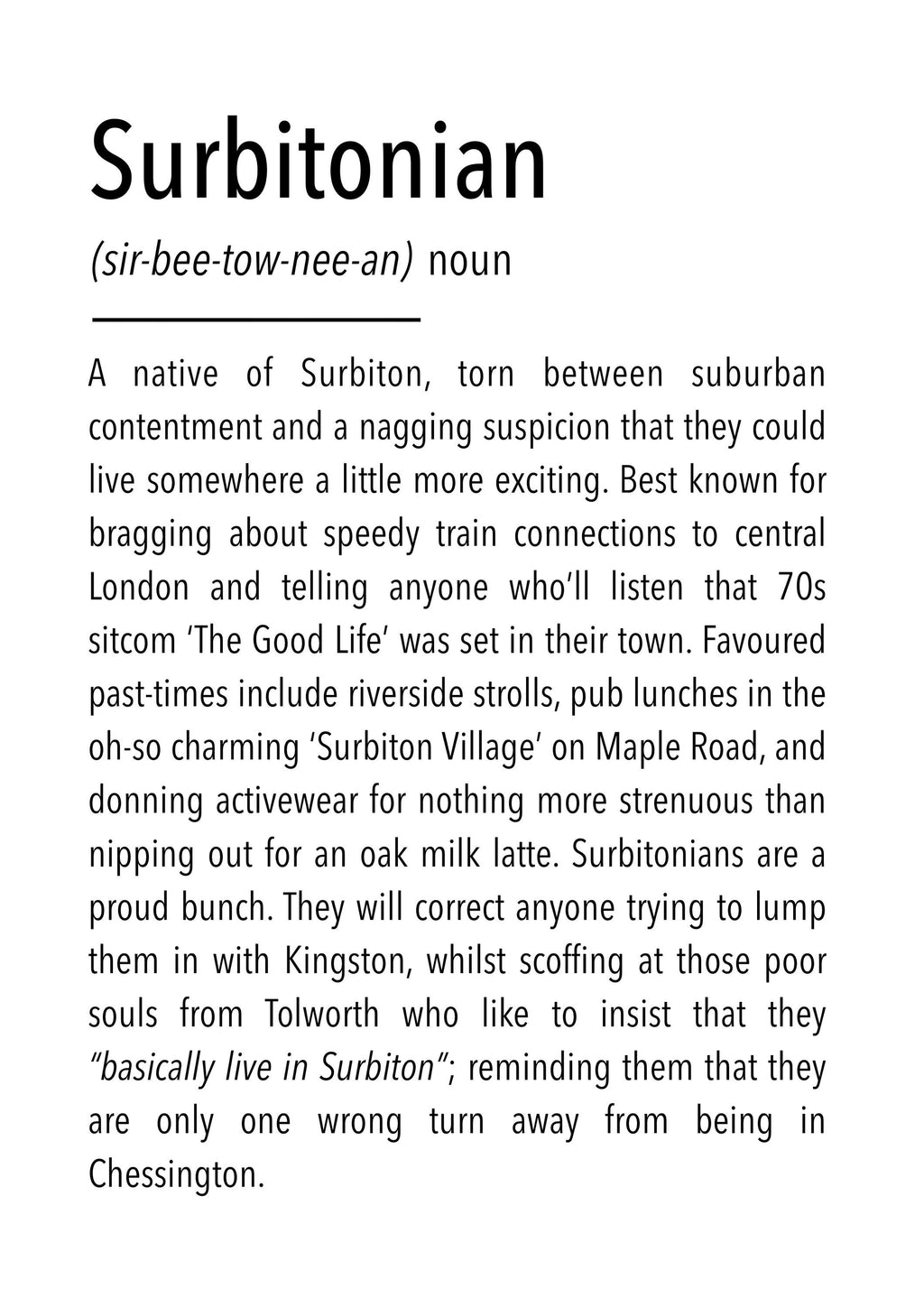 Surbitonian Definition Print