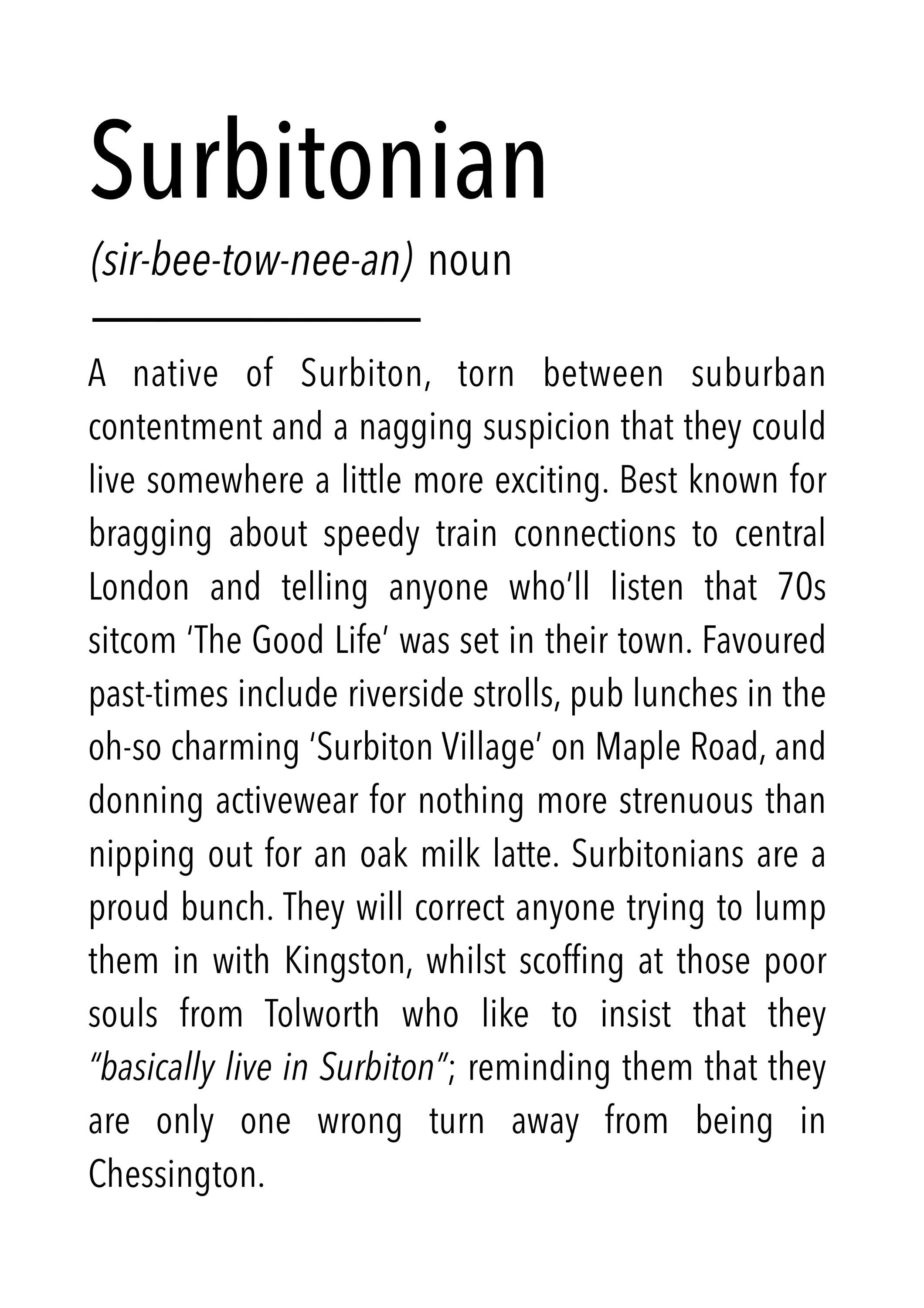Surbitonian Definition Print