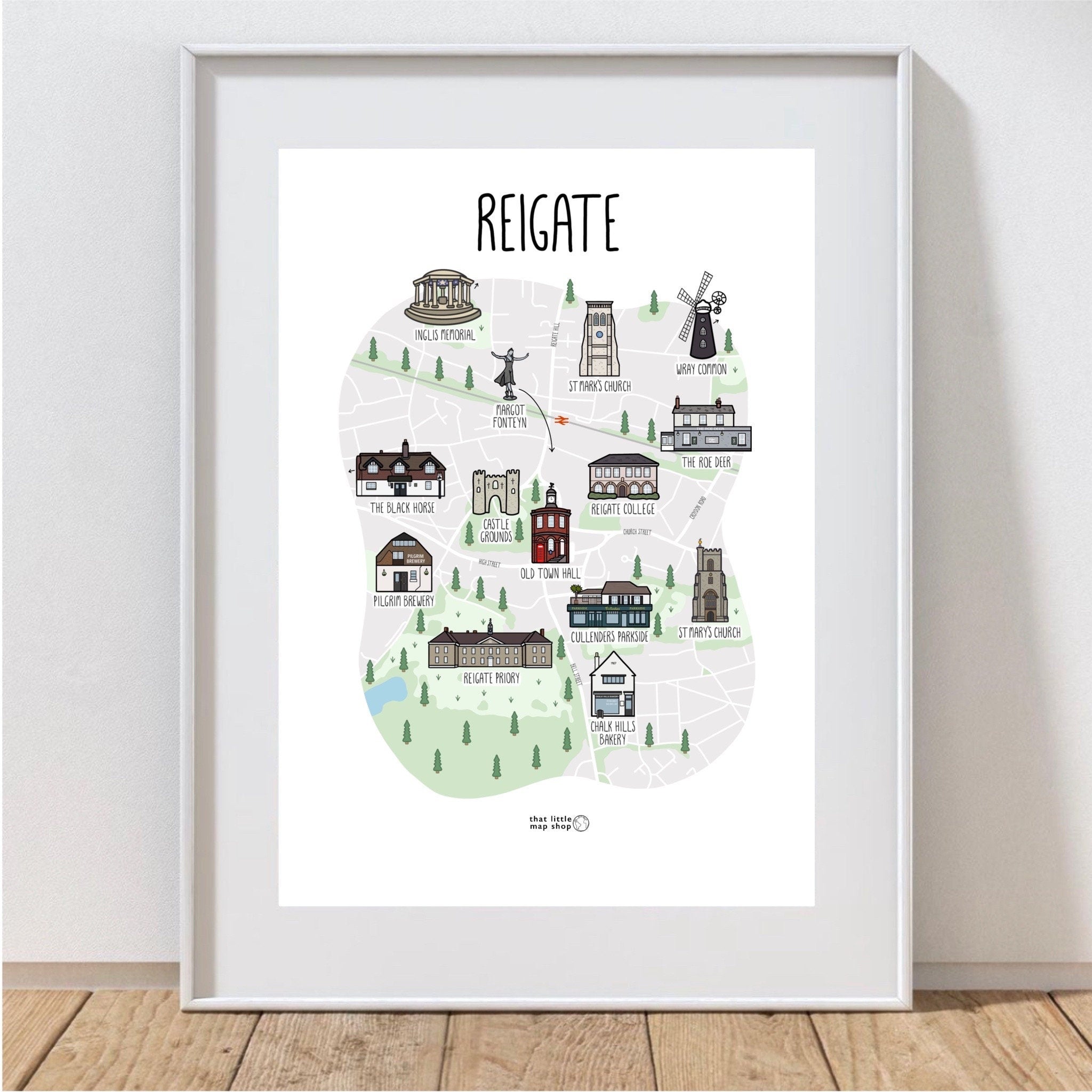 Reigate Map (Portrait)
