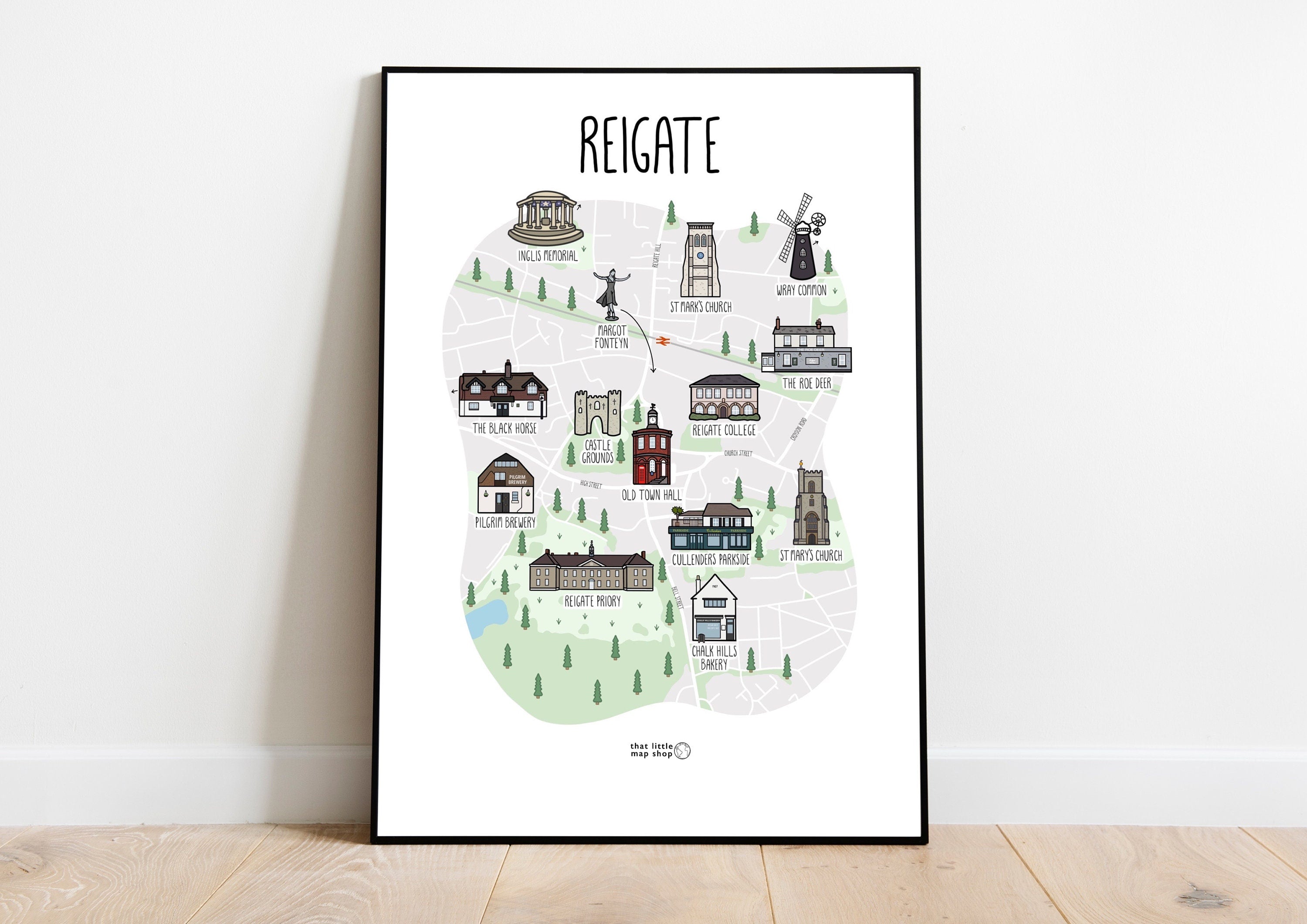 Reigate Map (Portrait)