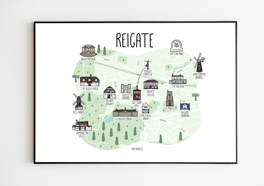 Reigate Map (Landscape)