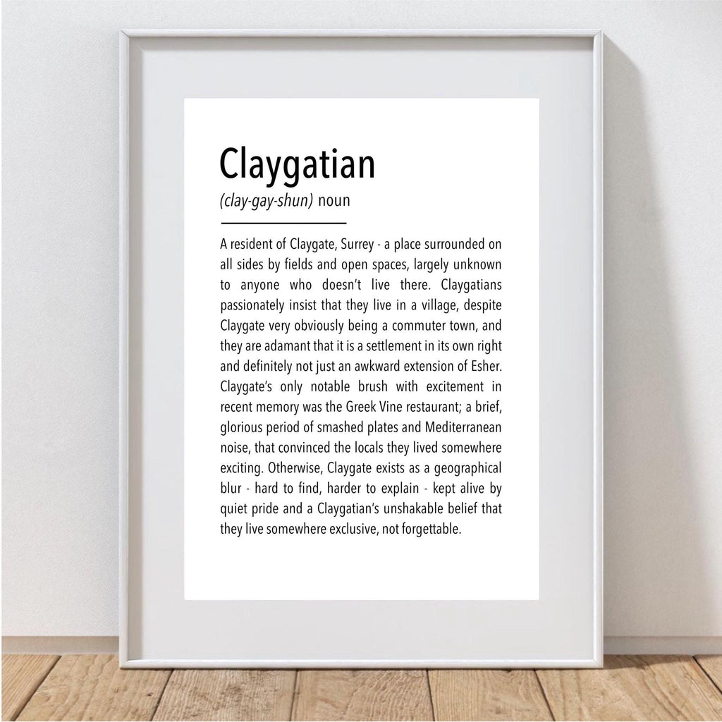 Claygatian Definition Print