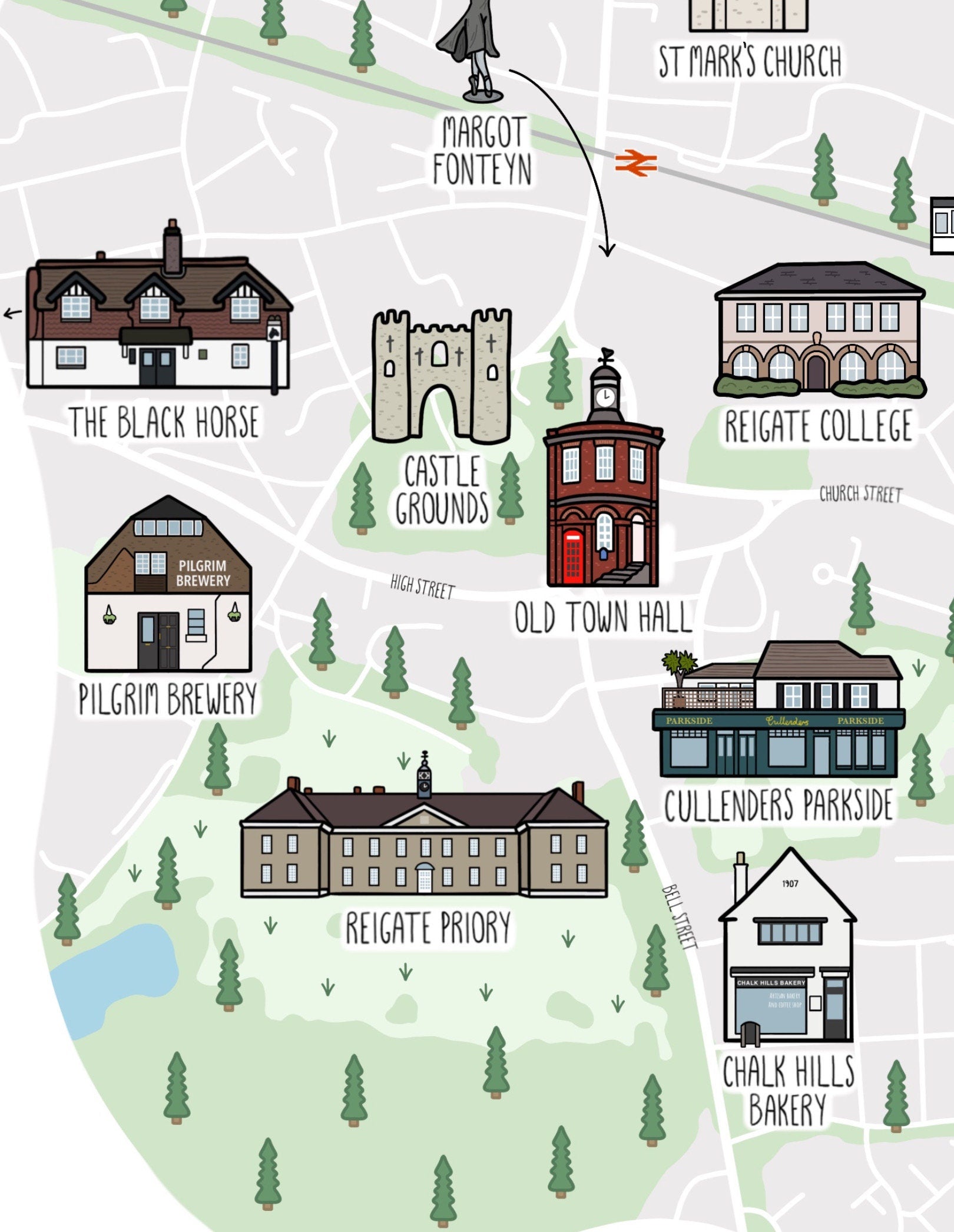 Reigate Map (Portrait)