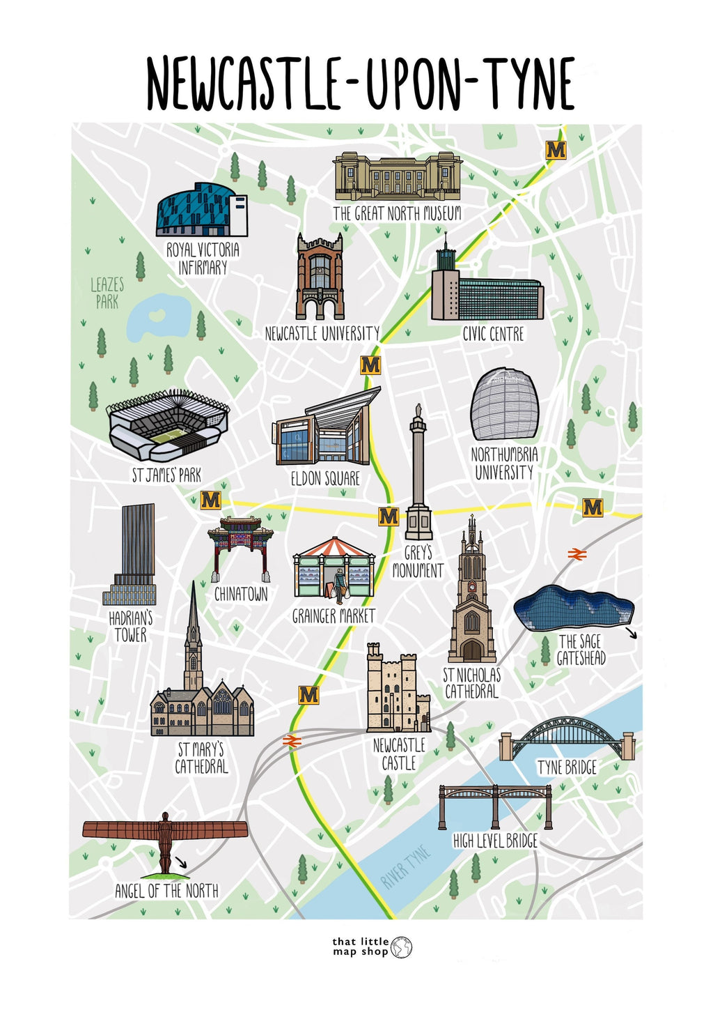 Newcastle upon Tyne Map