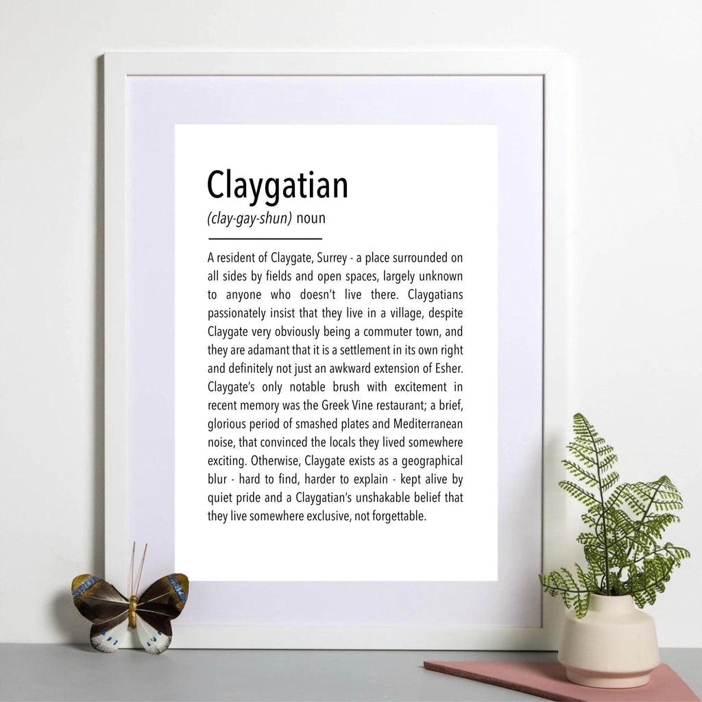 Claygatian Definition Print