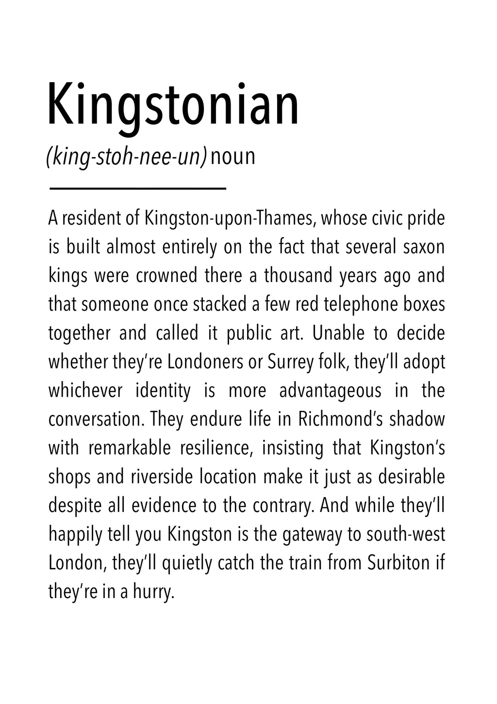 Kingstonian Definition Print