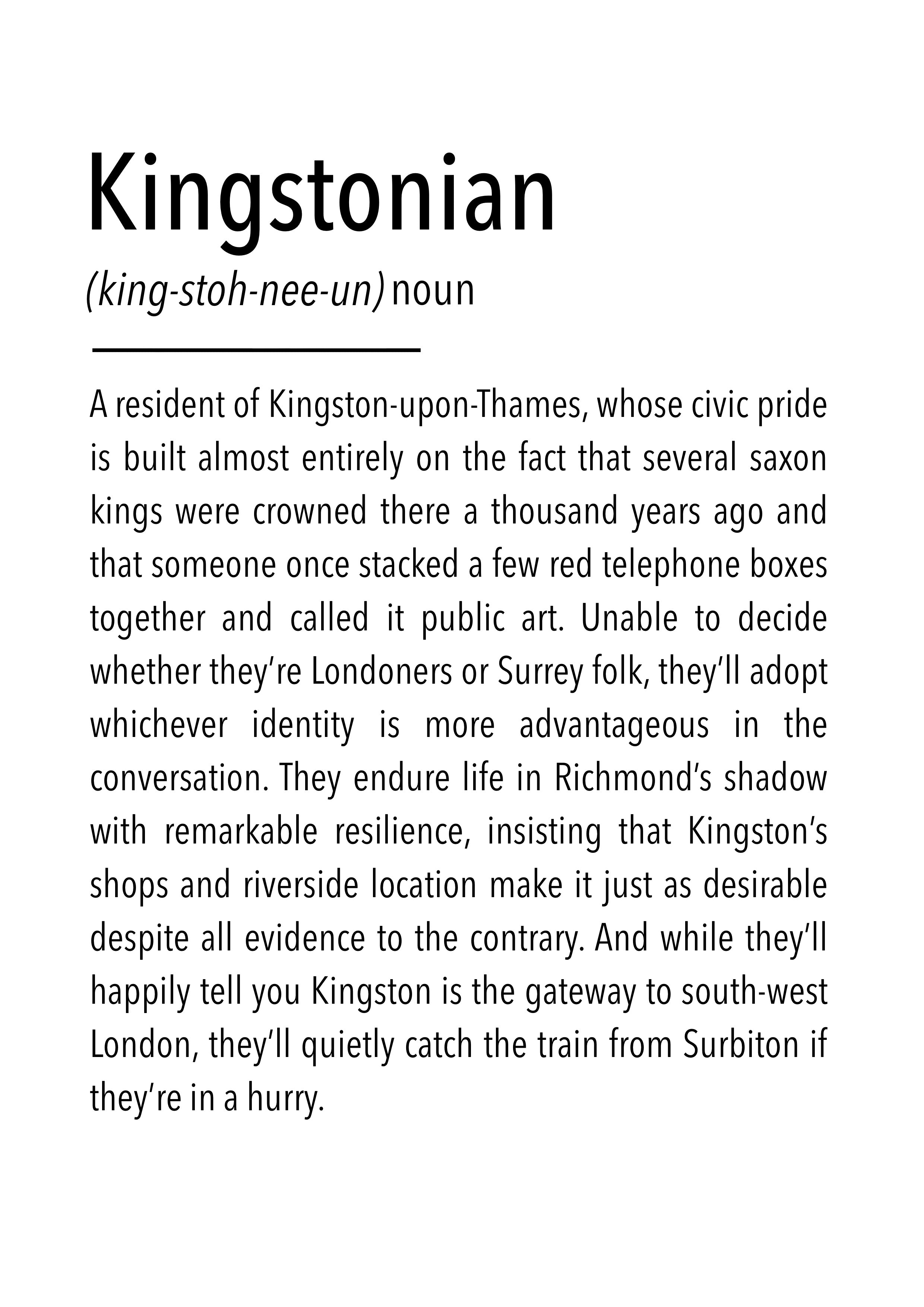 Kingstonian Definition Print