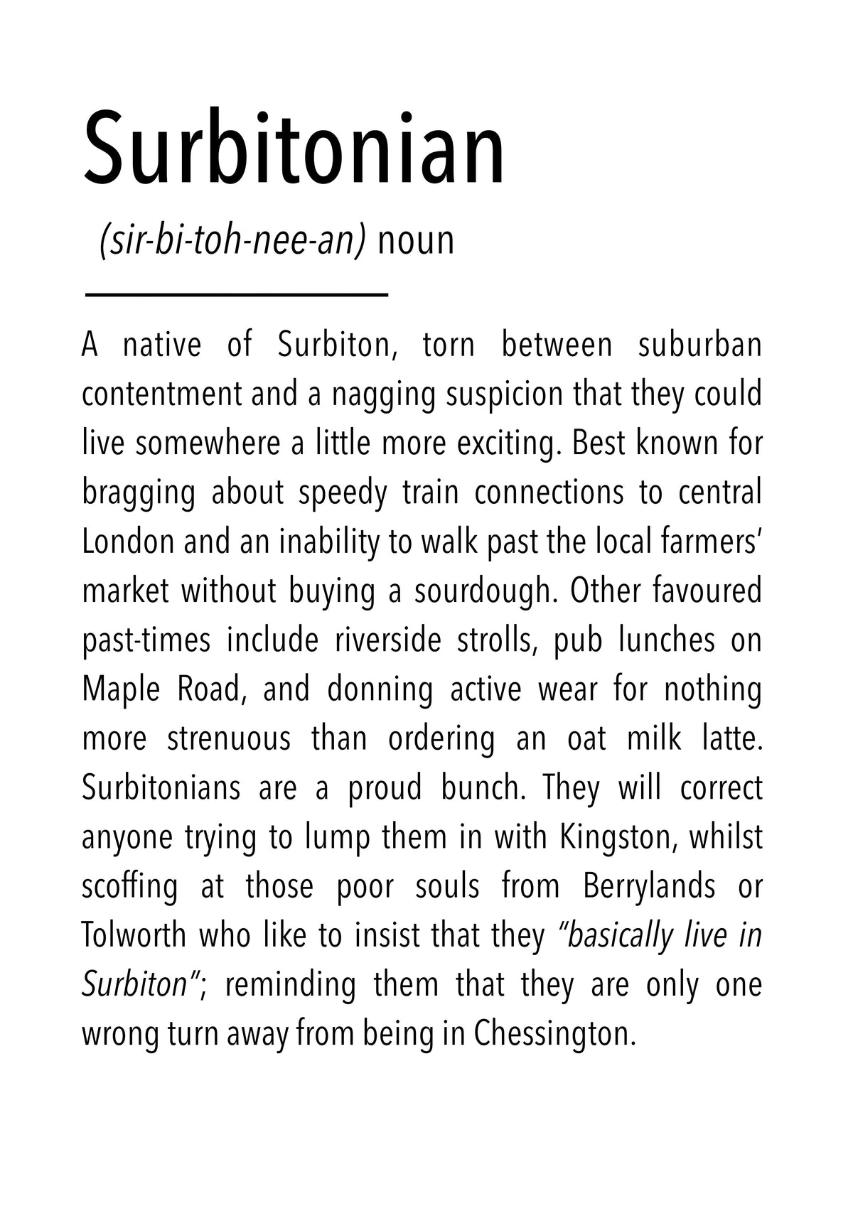 Surbitonian Definition Print