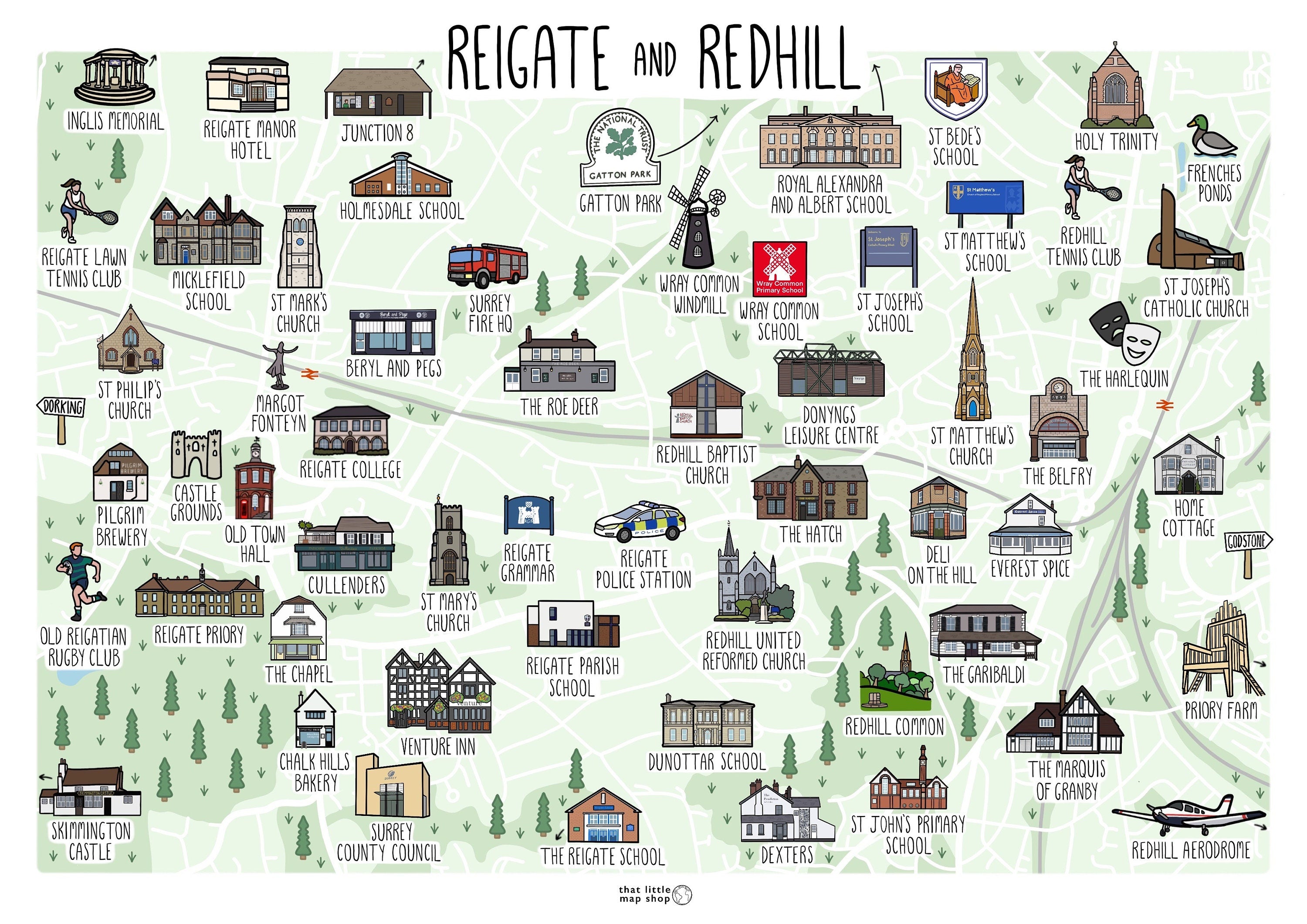 Reigate and Redhill Map