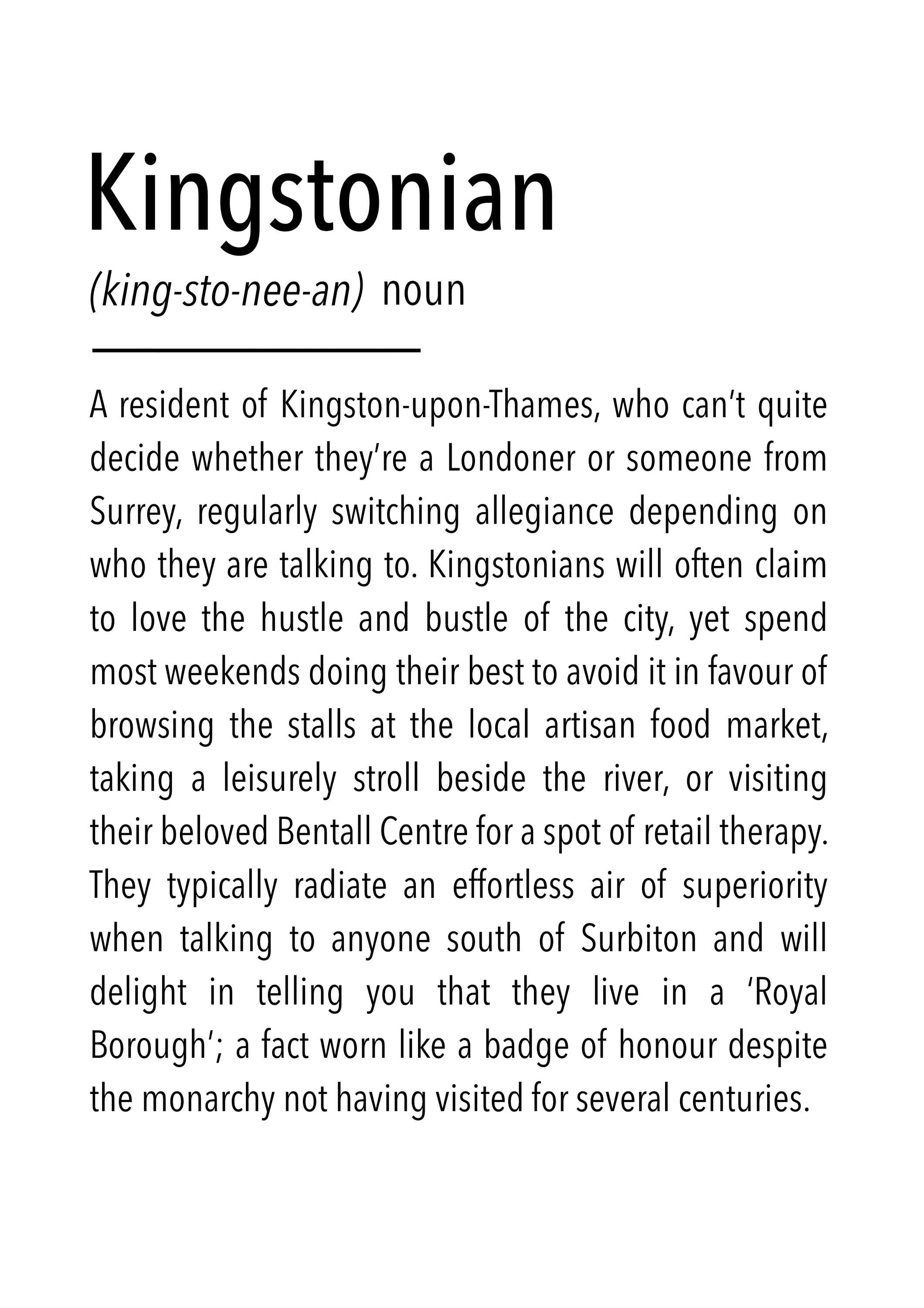 Kingstonian Definition Print